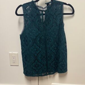 Elegant Lace Sleeveless Top - Teal